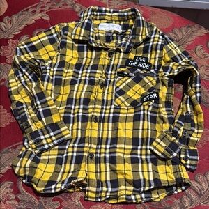 Zara Yellow and Black Plaid Shirt